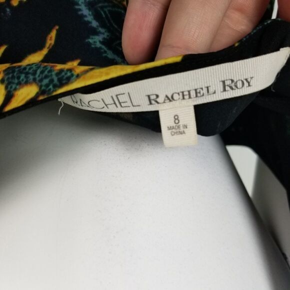 Rachel Roy Navy Blue Floral Sleeveless Dress Sz 8 - Picture 5 of 6